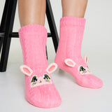 CityComfort Fluffy Socks for Women - PINK BUNNY - Get Trend