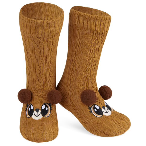 CityComfort Fluffy Socks for Women - BROWN BEAR - Get Trend