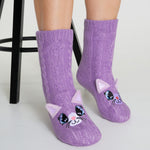 CityComfort Fluffy Socks for Women - PURPLE CAT - Get Trend