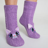 CityComfort Fluffy Socks for Women - PURPLE CAT - Get Trend