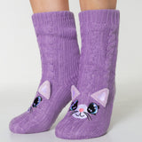 CityComfort Fluffy Socks for Women - PURPLE CAT - Get Trend