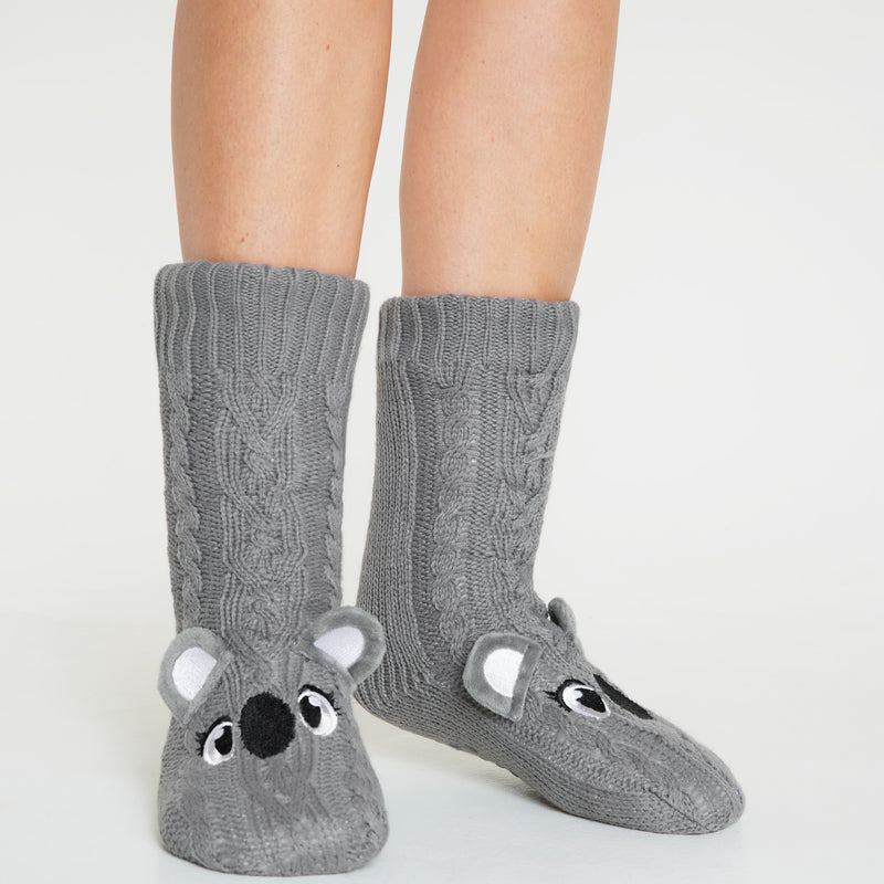 CityComfort Fluffy Socks for Women - GRAY KOALA