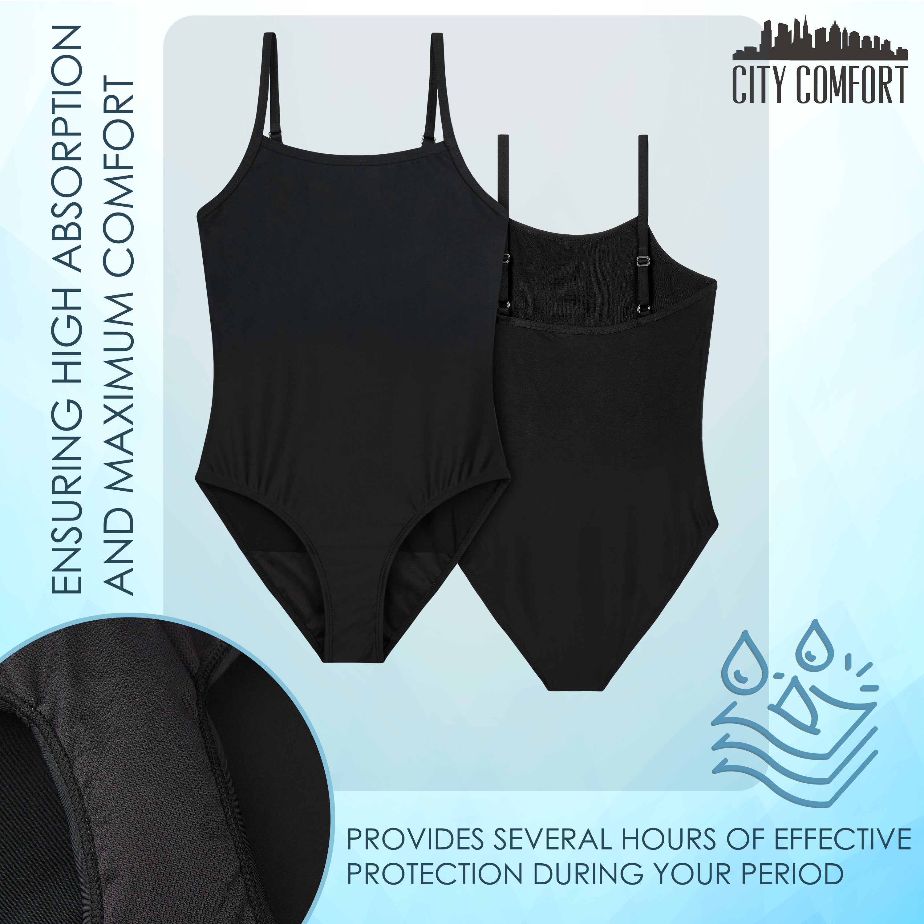 CityComfort Swimming Costume Women One Piece Period Swimwear Leakproof Absorbent UPF50 Swimsuit with Adjustable Straps - Get Trend