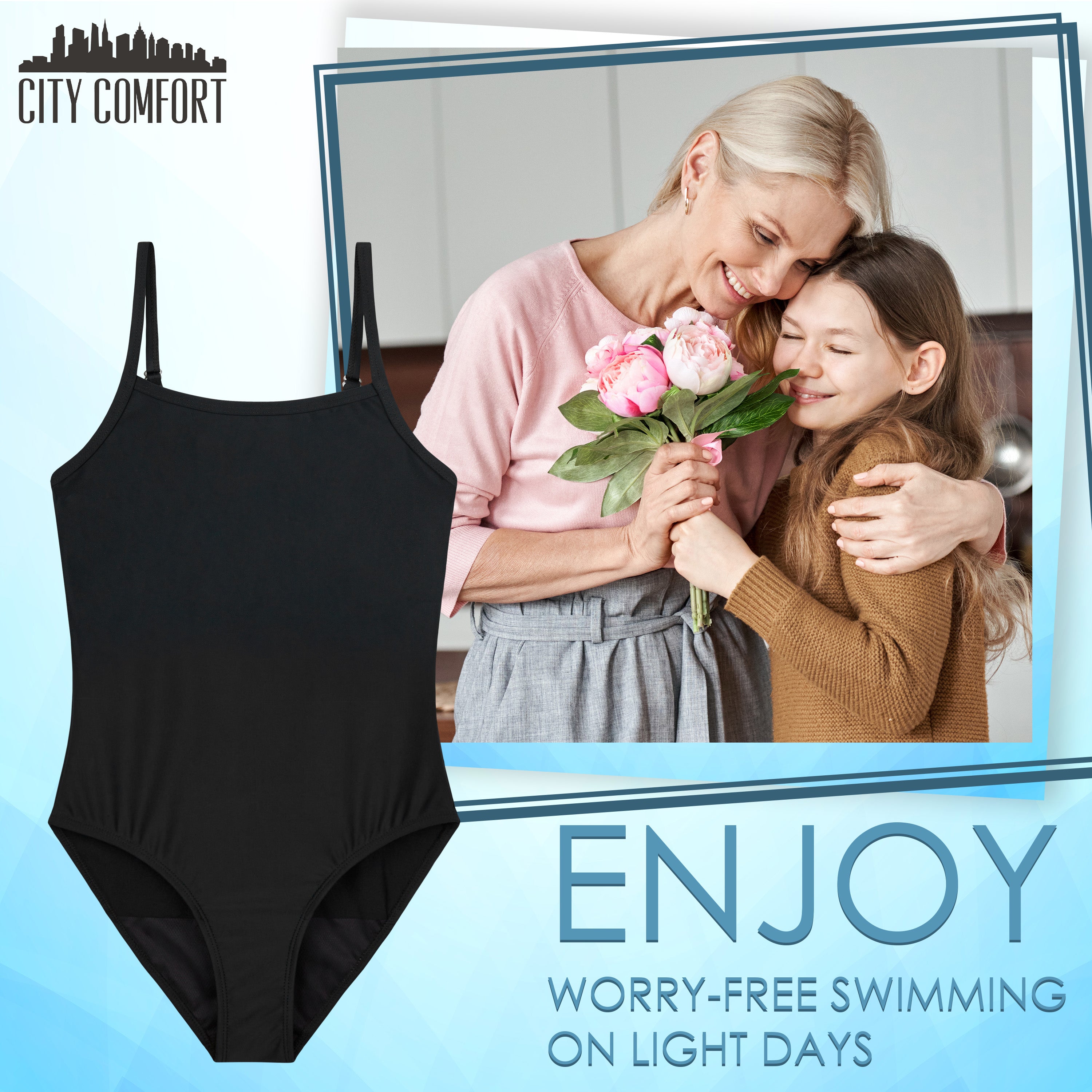 CityComfort Girls Swimming Costume One Piece Period Swimwear - Get Trend