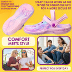 CityComfort Clogs for Women Garden Shoes Tie Dye Summer Slip On with Strap for Beach Pool Indoor Outdoor Holiday Essentials - Get Trend