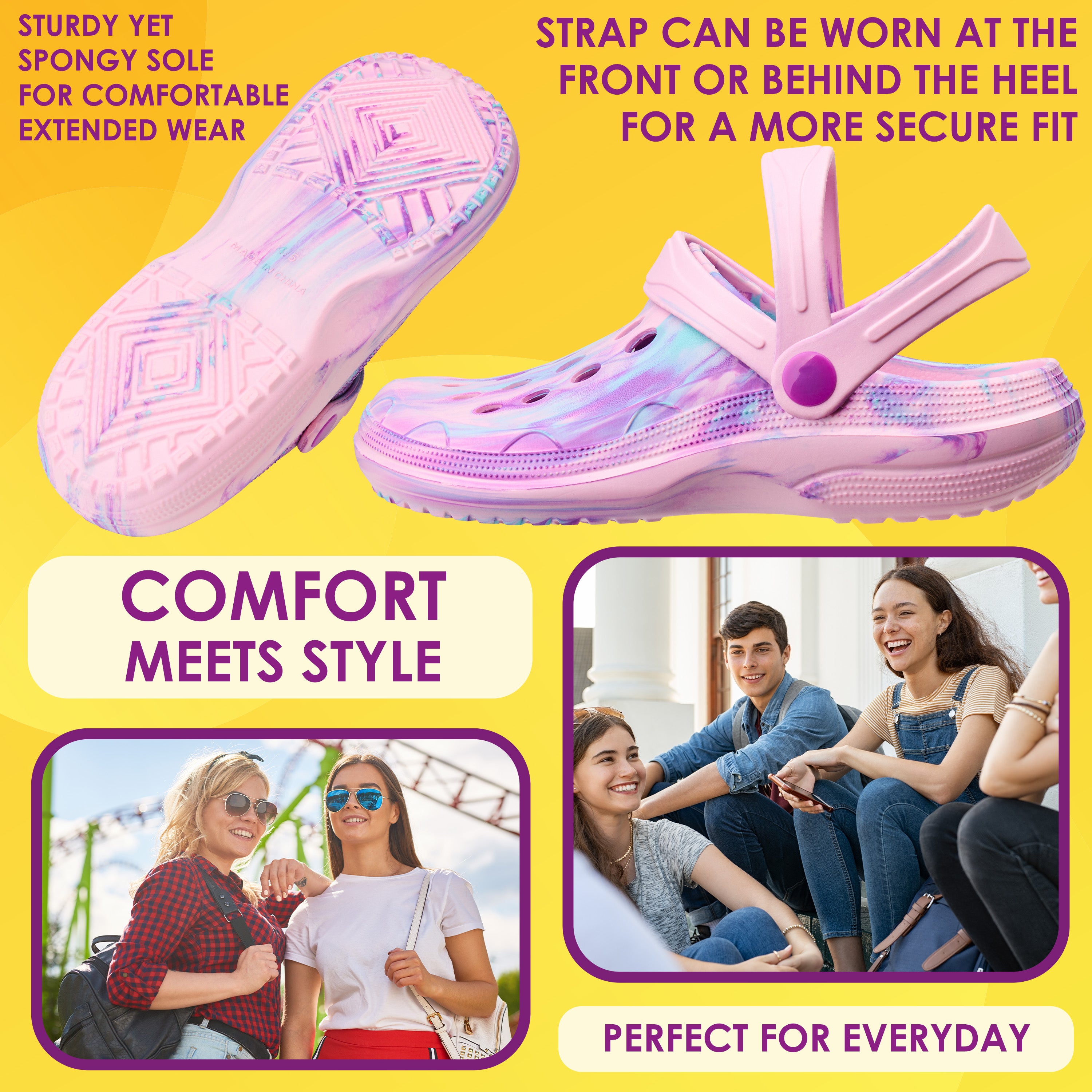 CityComfort Clogs for Women Garden Shoes Tie Dye Summer Slip On with Strap for Beach Pool Indoor Outdoor Holiday Essentials - Get Trend