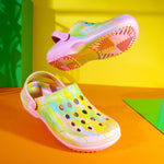 CityComfort Clogs for Women Garden Shoes Tie Dye Summer Slip On with Strap for Beach Pool Indoor Outdoor Holiday Essentials - Get Trend
