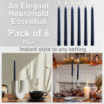 DECO EXPRESS Dinner Candles Pack of 3 or 6 Twisted Non Drip Coloured Spiral Candles Long Lasting 6 Hours Burn Non Scented (Blue, Pack of 6) - Get Trend