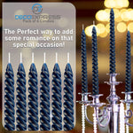 DECO EXPRESS Dinner Candles Pack of 3 or 6 Twisted Non Drip Coloured Spiral Candles Long Lasting 6 Hours Burn Non Scented (Blue, Pack of 6) - Get Trend