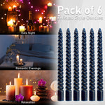 DECO EXPRESS Dinner Candles Pack of 3 or 6 Twisted Non Drip Coloured Spiral Candles Long Lasting 6 Hours Burn Non Scented (Blue, Pack of 6) - Get Trend