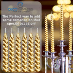 DECO EXPRESS Dinner Candles Pack of 3 or 6 Twisted Non Drip Coloured Spiral Candles Long Lasting 6 Hours Burn Non Scented (Gold, Pack of 3) - Get Trend