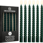 DECO EXPRESS Dinner Candles Pack of 3 or 6 Twisted Non Drip Coloured Spiral Candles Long Lasting 6 hours Burn Non Scented (Green, Pack of 6) - Get Trend