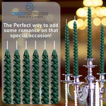 DECO EXPRESS Dinner Candles Pack of 3 or 6 Twisted Non Drip Coloured Spiral Candles Long Lasting 6 hours Burn Non Scented (Green, Pack of 6) - Get Trend