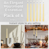 DECO EXPRESS Dinner Candles Pack of 3 or 6 Twisted Non Drip Coloured Spiral Candles Long Lasting 6 Hours Burn Non Scented (Ivory, Pack of 6) - Get Trend