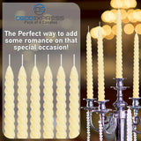 DECO EXPRESS Dinner Candles Pack of 3 or 6 Twisted Non Drip Coloured Spiral Candles Long Lasting 6 Hours Burn Non Scented (Ivory, Pack of 6) - Get Trend