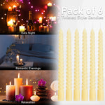 DECO EXPRESS Dinner Candles Pack of 3 or 6 Twisted Non Drip Coloured Spiral Candles Long Lasting 6 Hours Burn Non Scented (Ivory, Pack of 6) - Get Trend