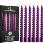 DECO EXPRESS Dinner Candles Pack of 3 or 6 Twisted Non Drip Coloured Spiral Candles Long Lasting 6 hours Burn Non Scented (Purple, Pack of 6) - Get Trend