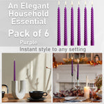DECO EXPRESS Dinner Candles Pack of 3 or 6 Twisted Non Drip Coloured Spiral Candles Long Lasting 6 hours Burn Non Scented (Purple, Pack of 6) - Get Trend