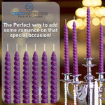DECO EXPRESS Dinner Candles Pack of 3 or 6 Twisted Non Drip Coloured Spiral Candles Long Lasting 6 hours Burn Non Scented (Purple, Pack of 6) - Get Trend
