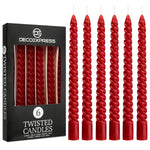 DECO EXPRESS Dinner Candles Pack of 3 or 6 Twisted Non Drip Coloured Spiral Candles Long Lasting 6 Hours Burn Non Scented (Red, Pack of 6) - Get Trend