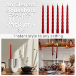 DECO EXPRESS Dinner Candles Pack of 3 or 6 Twisted Non Drip Coloured Spiral Candles Long Lasting 6 Hours Burn Non Scented (Red, Pack of 6) - Get Trend