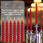 DECO EXPRESS Dinner Candles Pack of 3 or 6 Twisted Non Drip Coloured Spiral Candles Long Lasting 6 Hours Burn Non Scented (Red, Pack of 6) - Get Trend