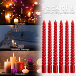 DECO EXPRESS Dinner Candles Pack of 3 or 6 Twisted Non Drip Coloured Spiral Candles Long Lasting 6 Hours Burn Non Scented (Red, Pack of 6) - Get Trend
