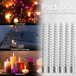 DECO EXPRESS Dinner Candles Pack of 3 or 6 Twisted Non Drip Coloured Spiral Candles Long Lasting 6 Hours Burn Non Scented (Silver, Pack of 6) - Get Trend