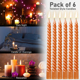 Dinner Candles - Pack of 6 Twisted Candles