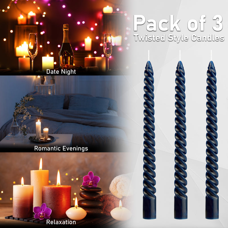Dinner Candles - Pack of 3 Twisted Candles - Get Trend