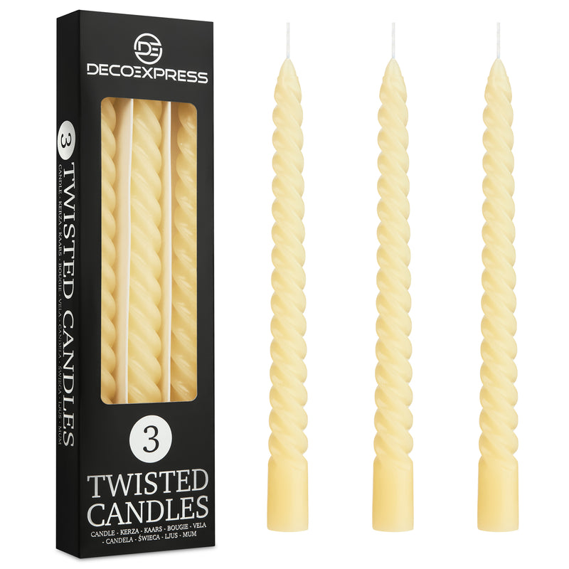 Dinner Candles - Pack of 3 Twisted Candles