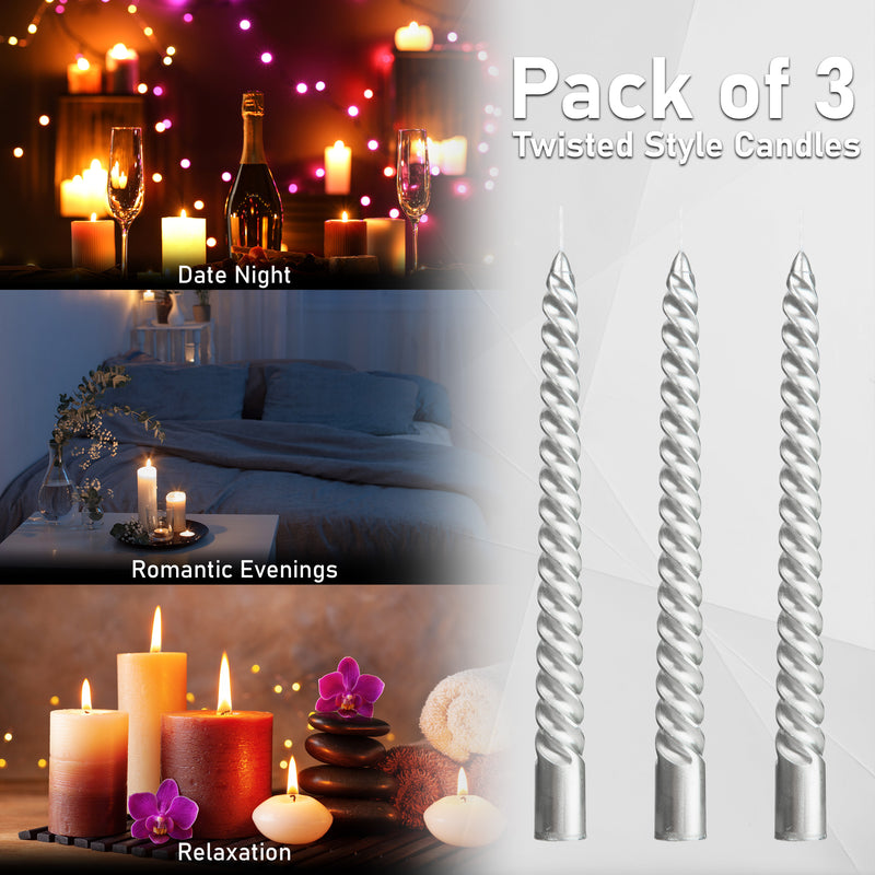 Dinner Candles - Pack of 3 Twisted Candles - Get Trend