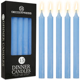 DECO EXPRESS Tapered Candle Set of 15 Dripless Metallic Unscented 9H Burn Time