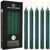 DECO EXPRESS Tapered Candle Set of 15 Dripless Metallic Unscented 9H Burn Time