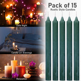 DECO EXPRESS Tapered Candle Set of 15 Dripless Metallic Unscented 9H Burn Time