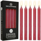 DECO EXPRESS Tapered Candle Set of 15 Dripless Metallic Unscented 9H Burn Time