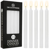 DECO EXPRESS Tapered Candle Set of 15 Dripless Metallic Unscented 9H Burn Time