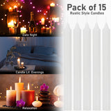 DECO EXPRESS Tapered Candle Set of 15 Dripless Metallic Unscented 9H Burn Time