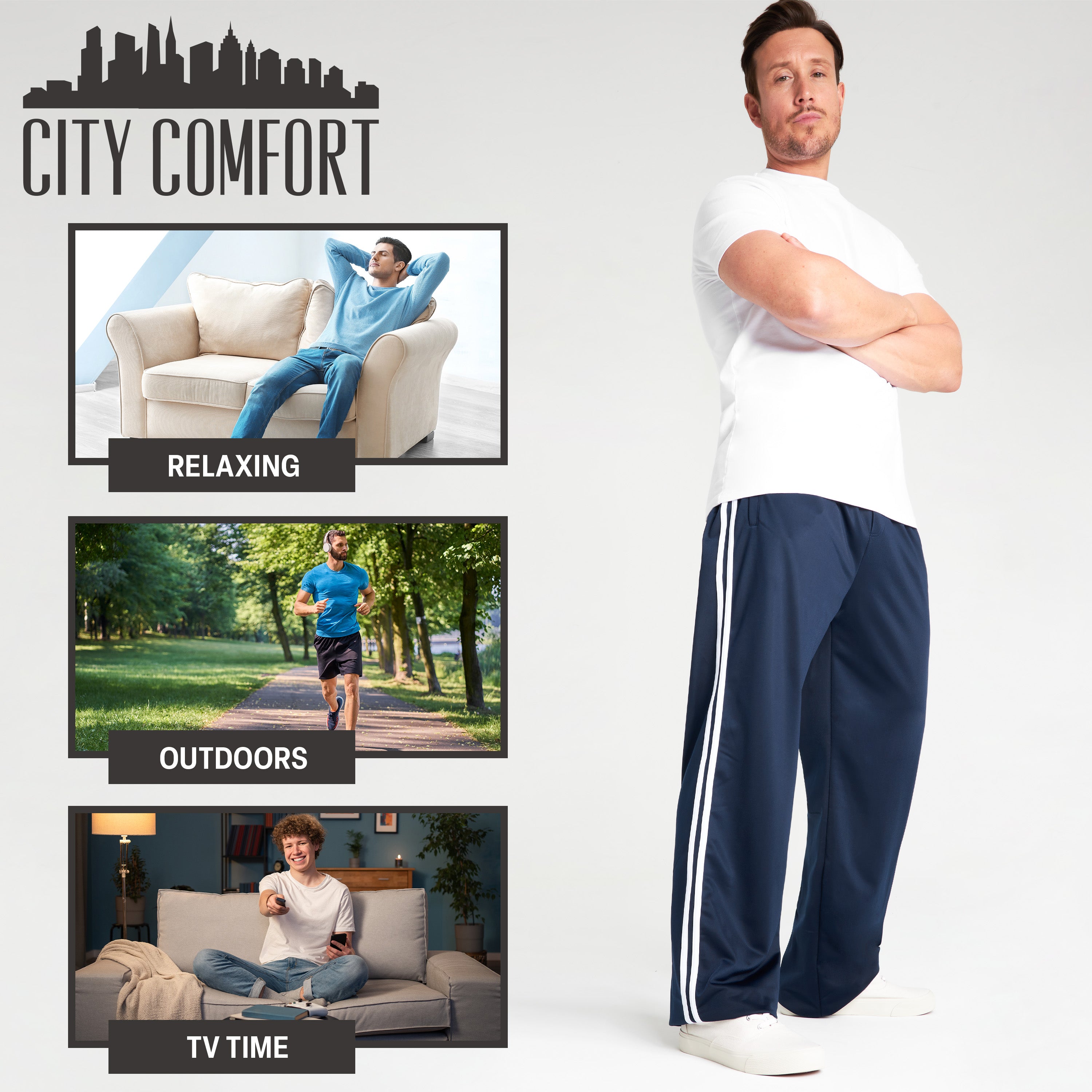 CityComfort Tracksuit Bottoms Men, Joggers with Zip Pockets Training Pants for Men - Get Trend