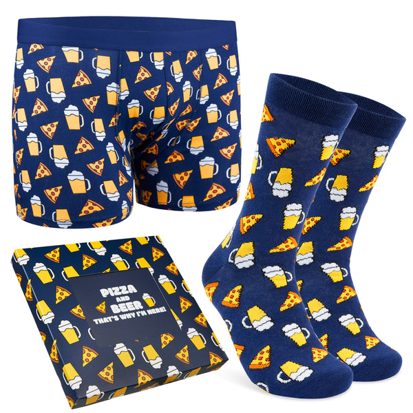 CityComfort Mens Boxers and Funny Socks Set - Pizza & Beer - Get Trend
