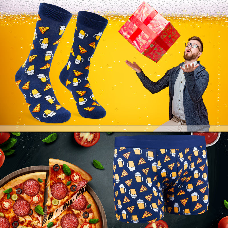 CityComfort Mens Boxers and Funny Socks Set - Pizza & Beer - Get Trend