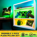 Minecraft Soft Toy 3pcs Plushie Cushion Set Creeper Stuffed Toy Kids Teenagers, Bedroom Accessories 3D Soft Toy Decorative Stuffed Collectibles Gifts for Gamers - Get Trend
