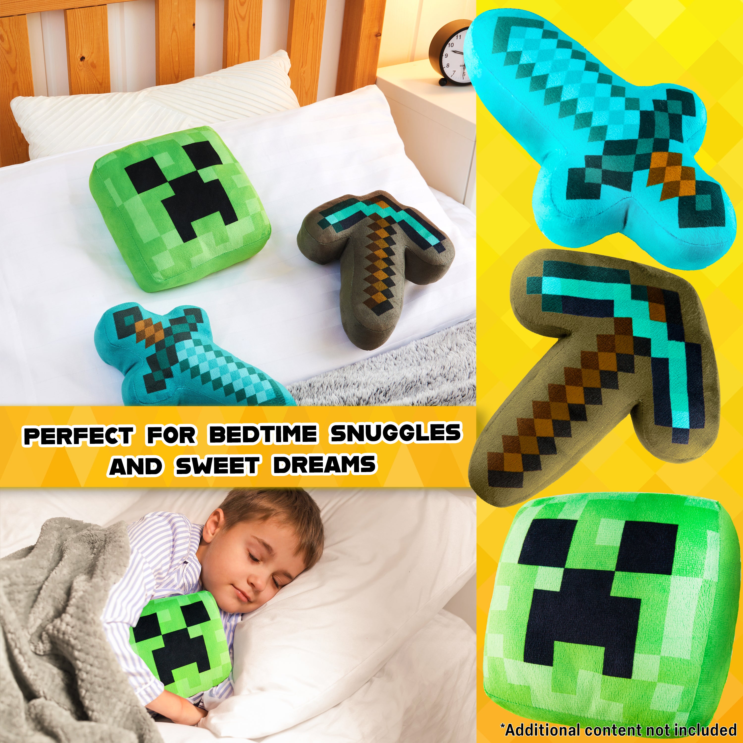 Minecraft Soft Toy 3pcs Plushie Cushion Set Creeper Stuffed Toy Kids Teenagers, Bedroom Accessories 3D Soft Toy Decorative Stuffed Collectibles Gifts for Gamers - Get Trend