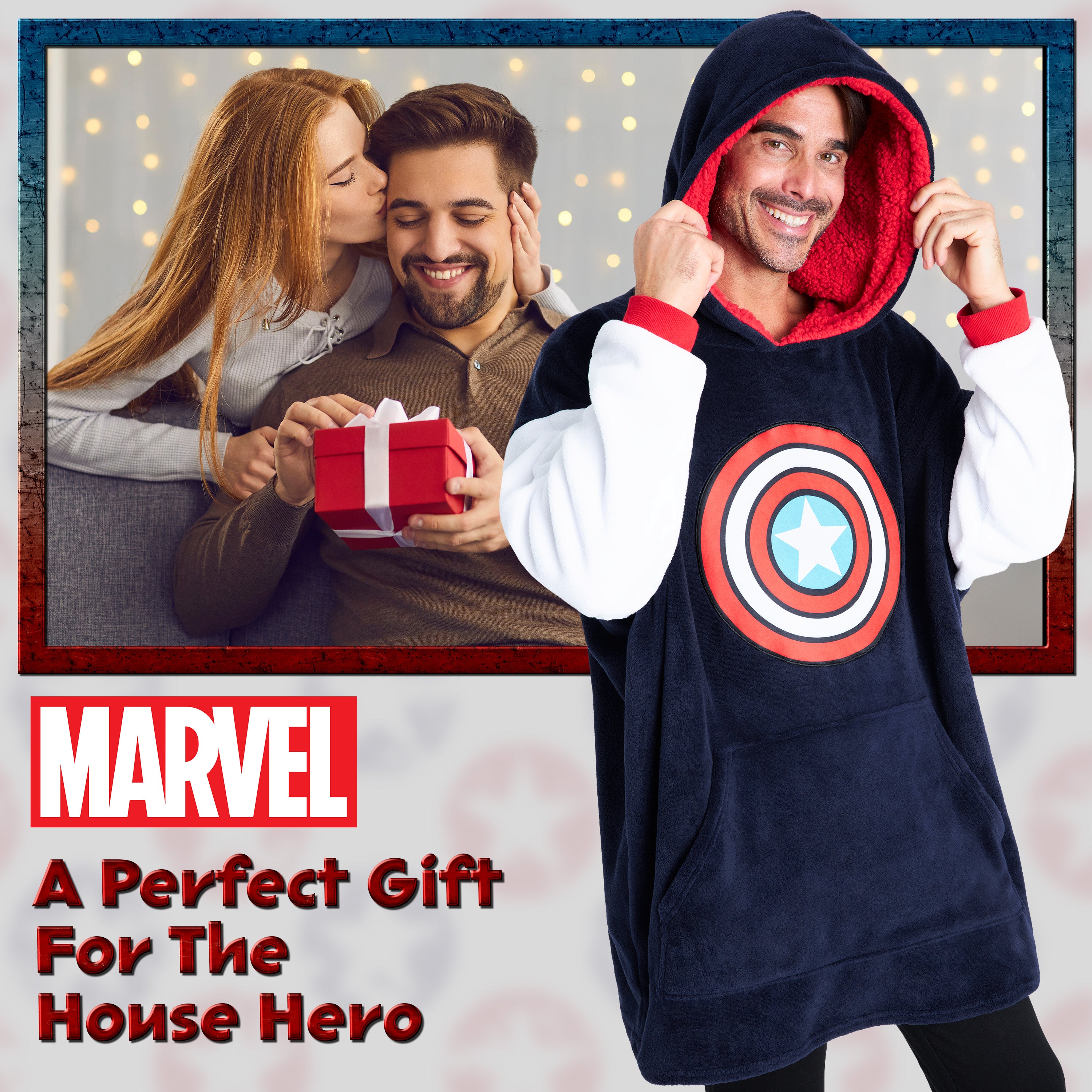 Marvel Oversized Hoodie Blanket for Men - Captain America - Get Trend