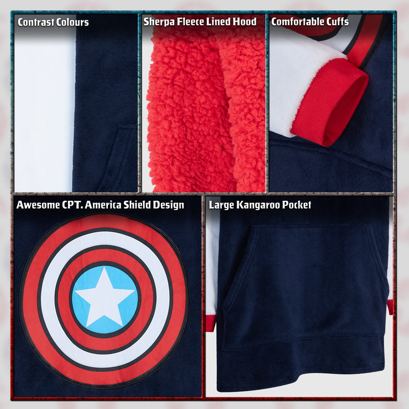 Marvel Oversized Hoodie Blanket for Men - Captain America - Get Trend