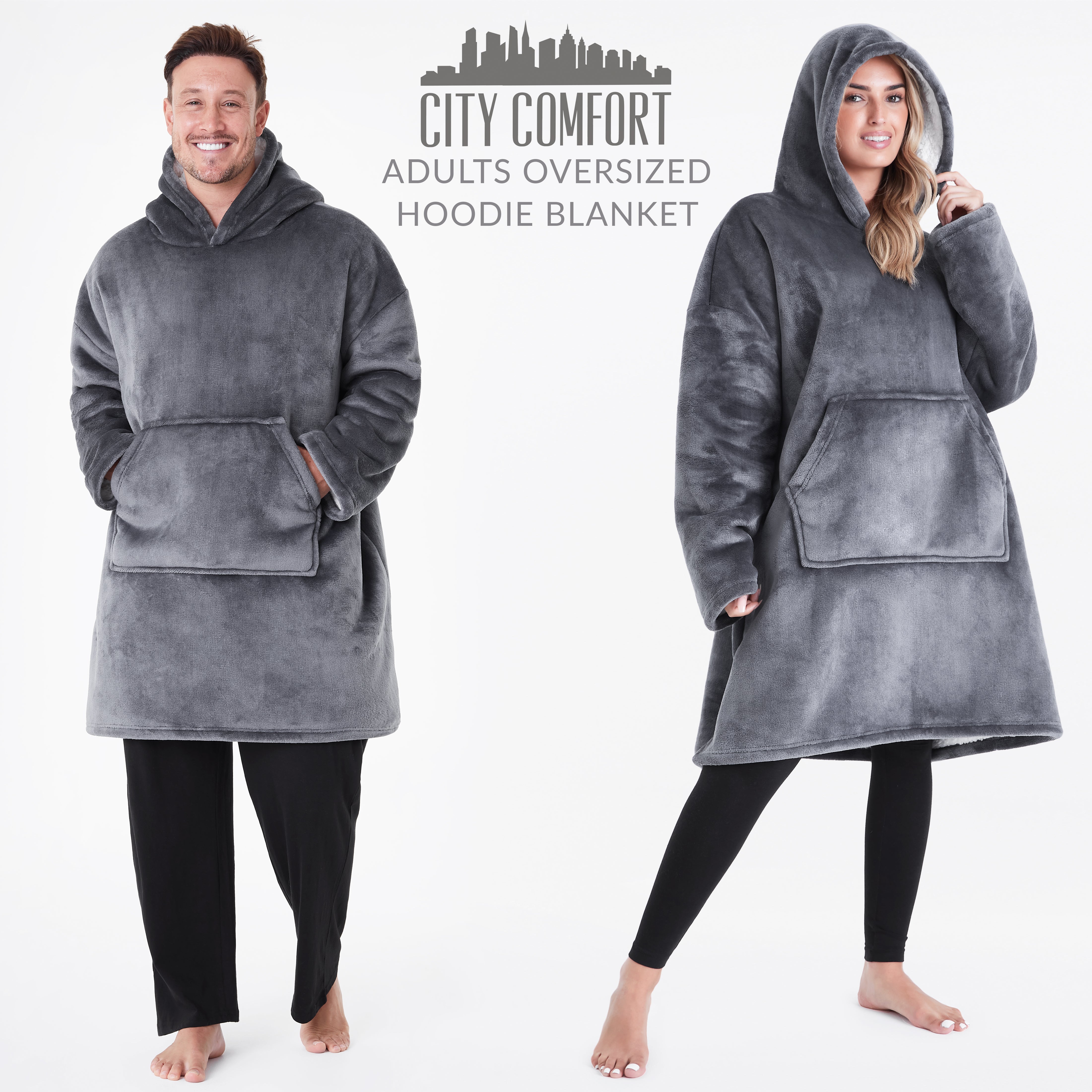 CityComfort Blanket Oversized Hoodie for Women & Men Fleece Blanket with Sleeves