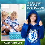 Chelsea FC Oversized Hoodie Blanket for Boys, Football Gifts for Boys (Blue) - Get Trend