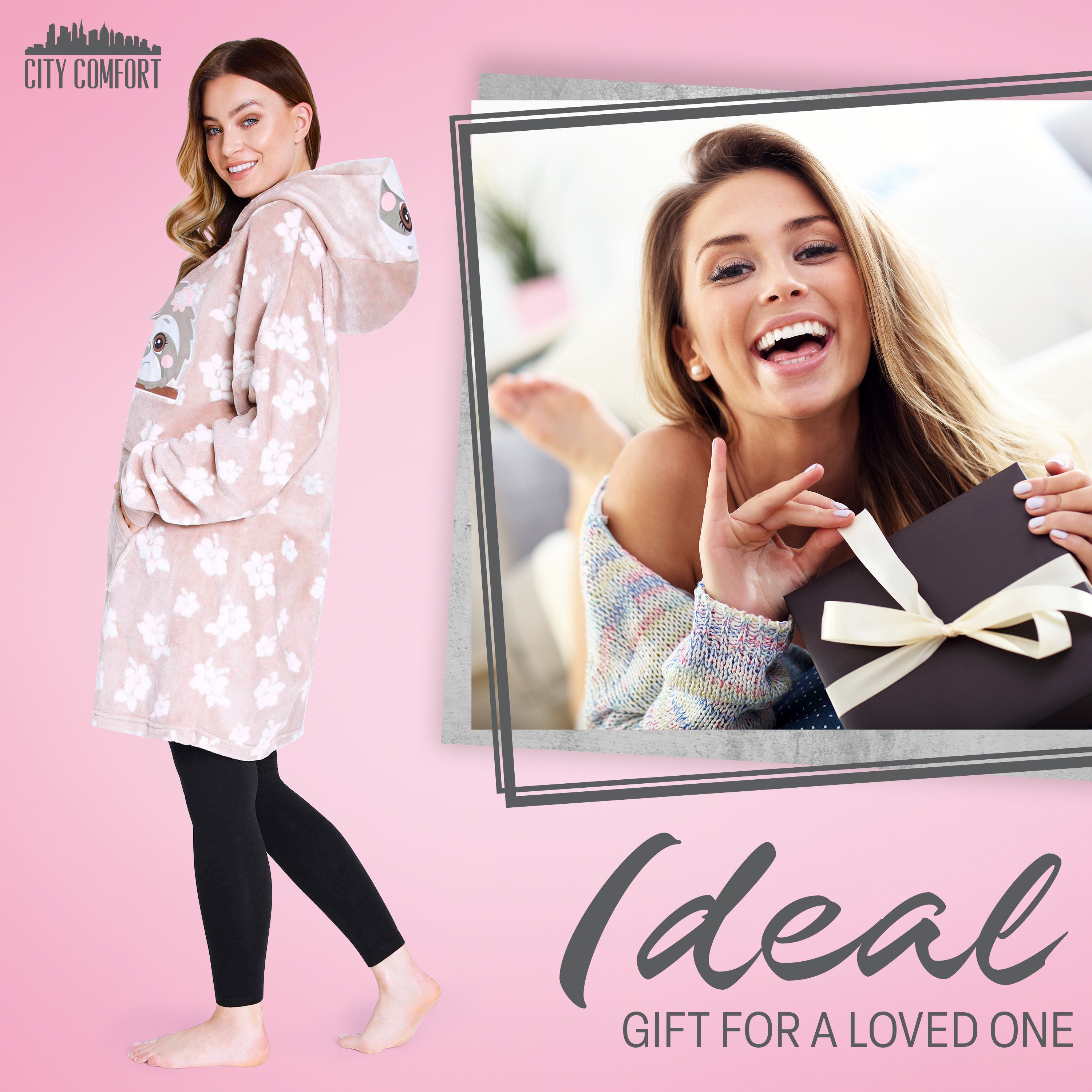 CityComfort Oversized Blanket Hoodie for Women Men and Teens, Fleece Wearable Blanke - Get Trend