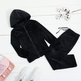 CityComfort Girls Tracksuit Set, 2 Piece Velour Hoodie and Tracksuit Bottoms Lounge Set - Get Trend