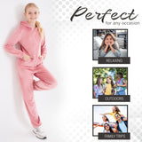 CityComfort Girls Tracksuit Set, 2 Piece Velour Hoodie and Tracksuit Bottoms Lounge Set - Get Trend